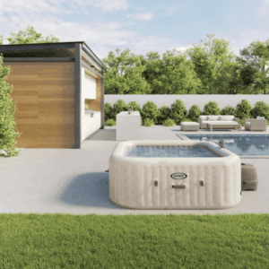 Intex aufblasbarer Whirlpool "PureSpa Chevron Deluxe Square", creme, Ø 211 x 71 cm 28446NP